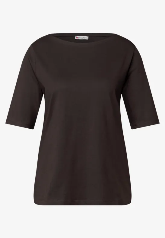 Shirt mit U-Boot-Ausschnitt deep roast brown