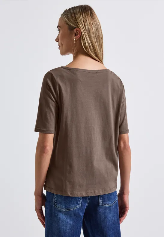 Shirt mit U-Boot-Ausschnitt silk brown