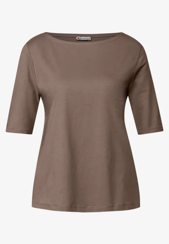 Shirt mit U-Boot-Ausschnitt silk brown