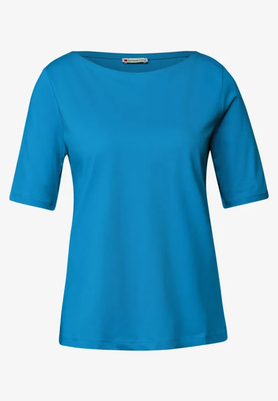 Shirt met boothals polaris blue