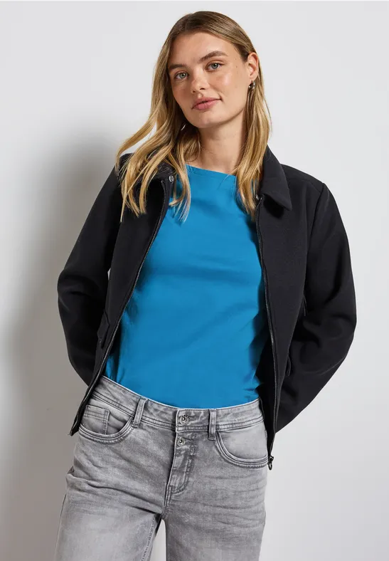 Shirt met boothals polaris blue