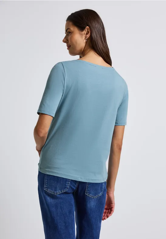 Shirt mit U-Boot-Ausschnitt glacier blue