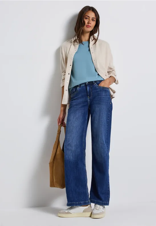 Shirt mit U-Boot-Ausschnitt glacier blue