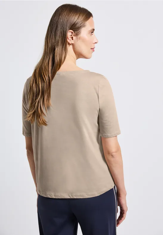 Shirt mit U-Boot-Ausschnitt morning beige