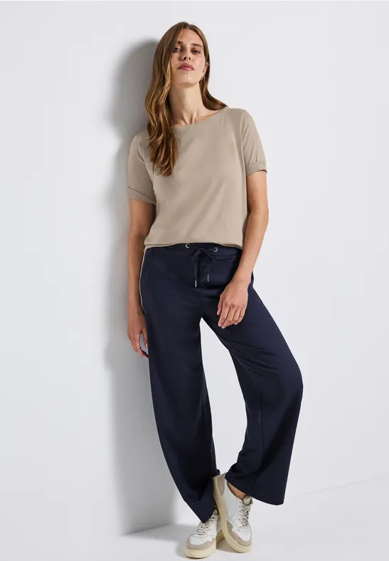 Shirt mit U-Boot-Ausschnitt morning beige