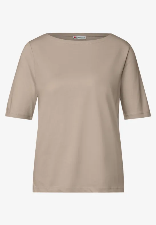Shirt mit U-Boot-Ausschnitt morning beige