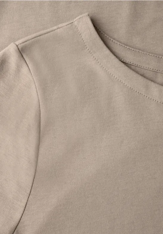 Shirt mit U-Boot-Ausschnitt morning beige