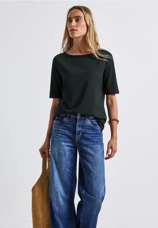 Shirt met boothals evernight green