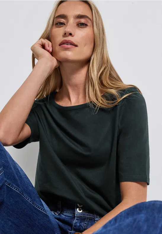 Shirt met boothals evernight green