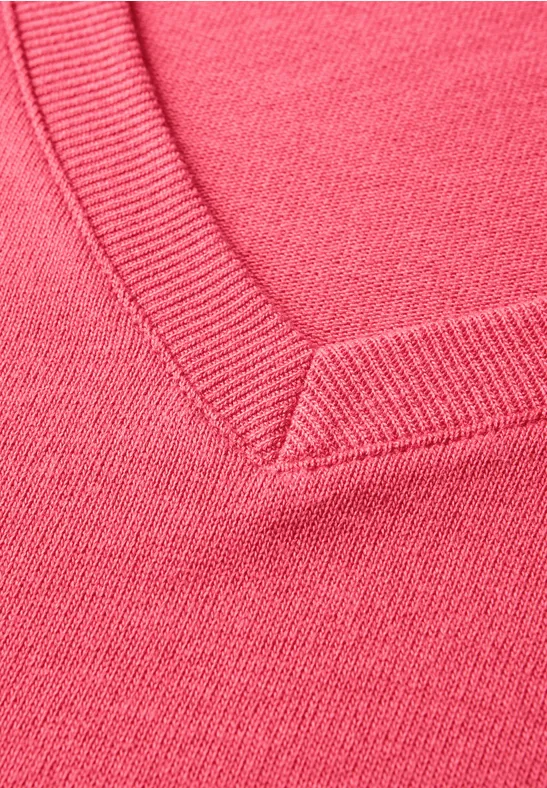 Strick-Look V-Neck T-Shirt almond coral