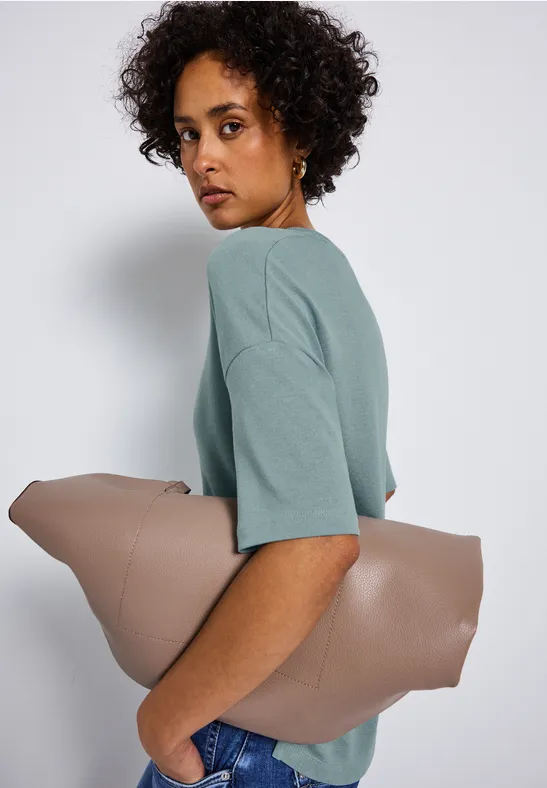 Strick-Look V-Neck T-Shirt arona blue