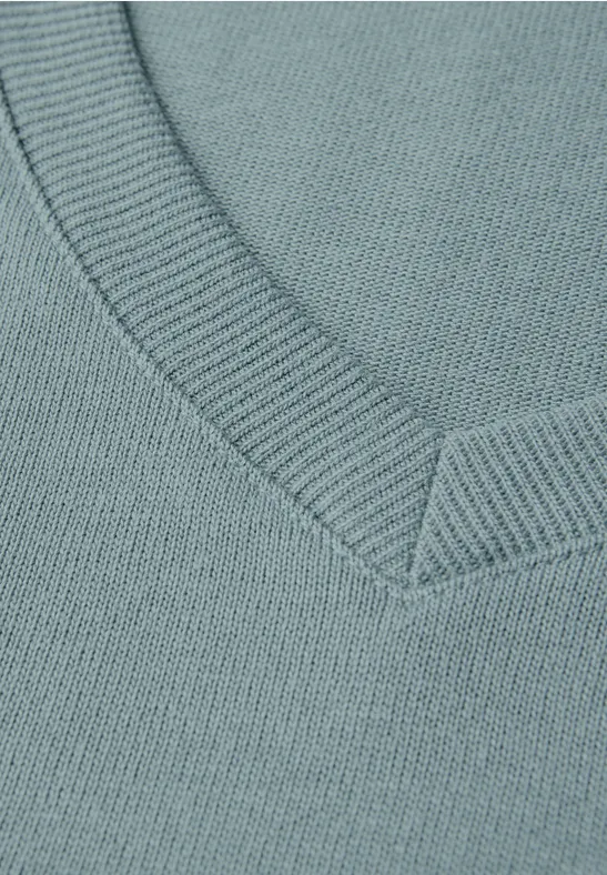 Strick-Look V-Neck T-Shirt arona blue