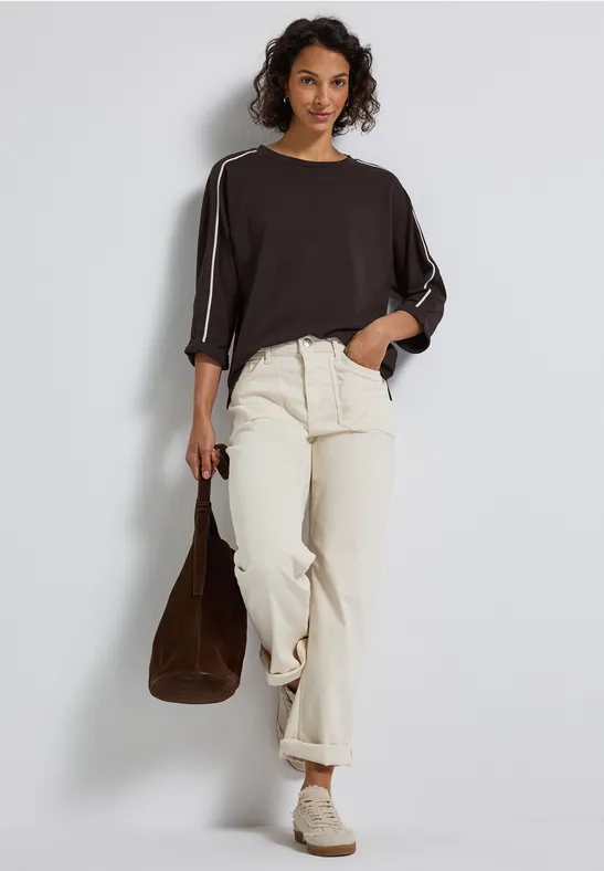 Shirt met gallonstrepen deep roast brown