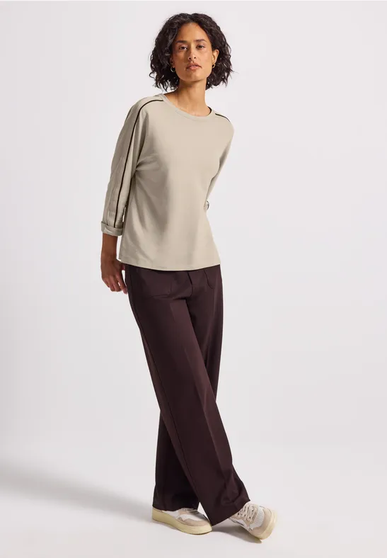 Shirt mit Galonstreifen morning beige