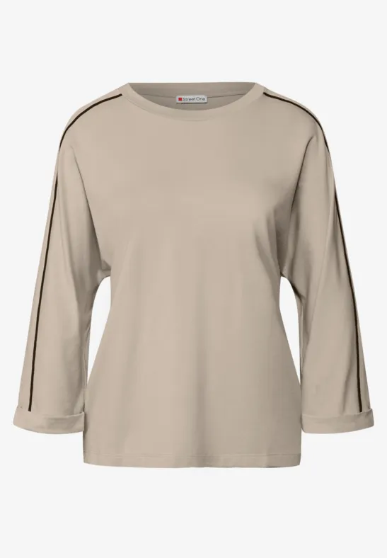 Shirt mit Galonstreifen morning beige