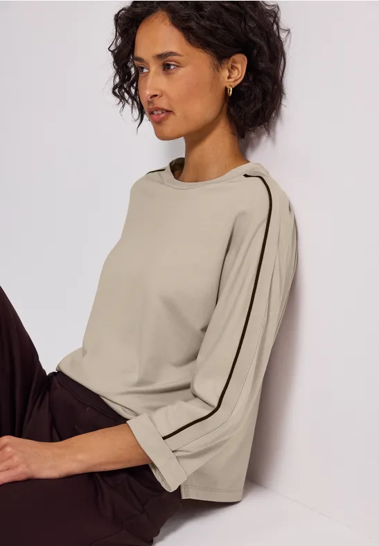 Shirt mit Galonstreifen morning beige