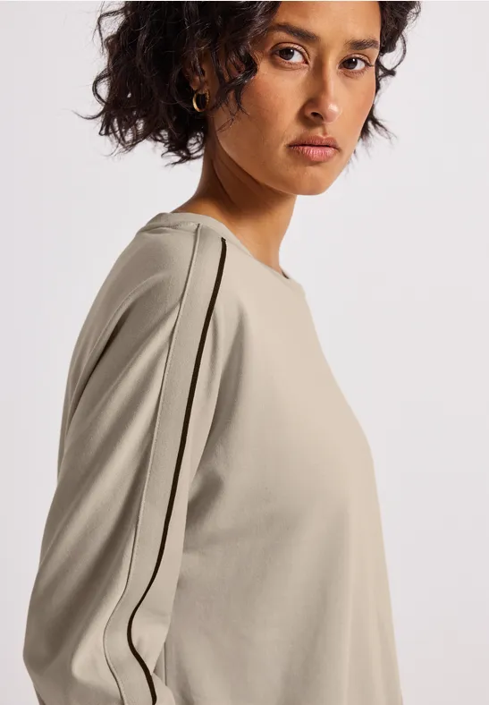 Shirt mit Galonstreifen morning beige