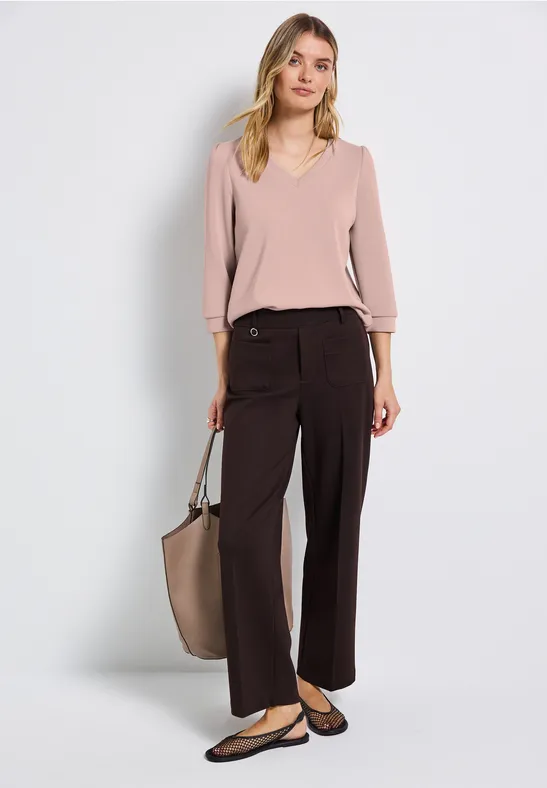Silk-Look Shirt met rimpels faded rose