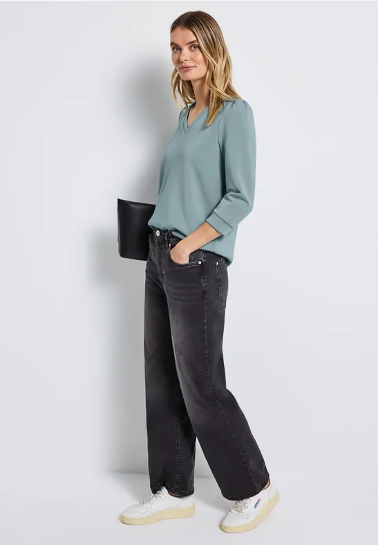 Silk-Look Shirt met rimpels arona blue