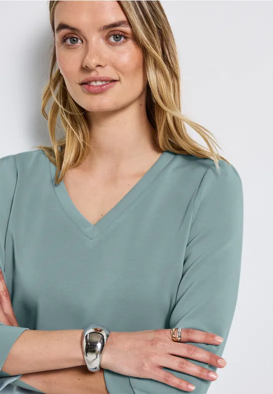 Silk-Look Shirt met rimpels arona blue