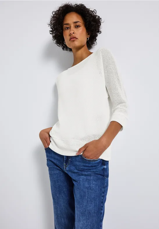 Strick-Look Shirt off white