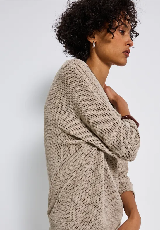 Strick-Look Shirt morning beige