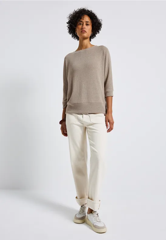 Strick-Look Shirt morning beige