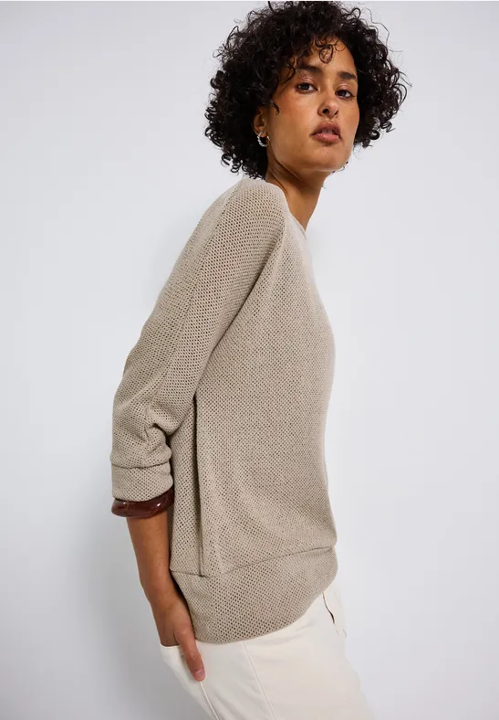 Strick-Look Shirt morning beige