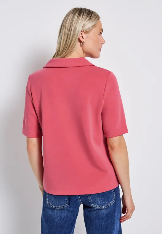 Silk-Look Poloshirt almond coral