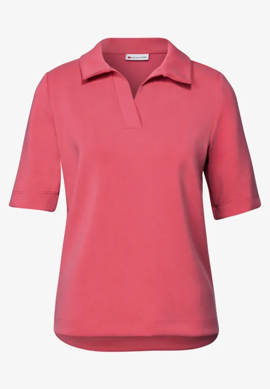 Silk-Look Poloshirt almond coral