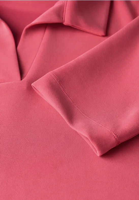 Silk-Look Poloshirt almond coral