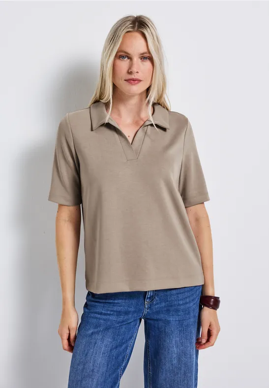 Polo en soie morning beige