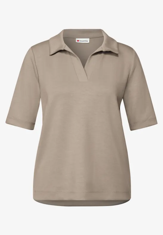 Polo en soie morning beige