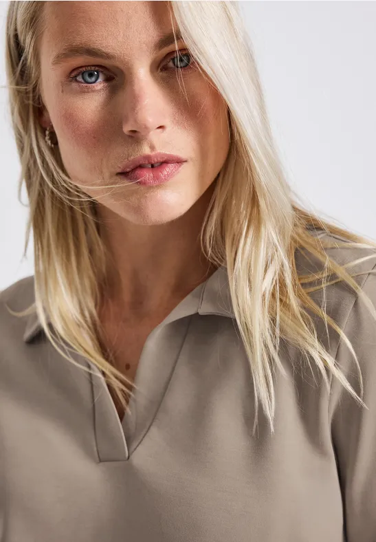 Polo en soie morning beige