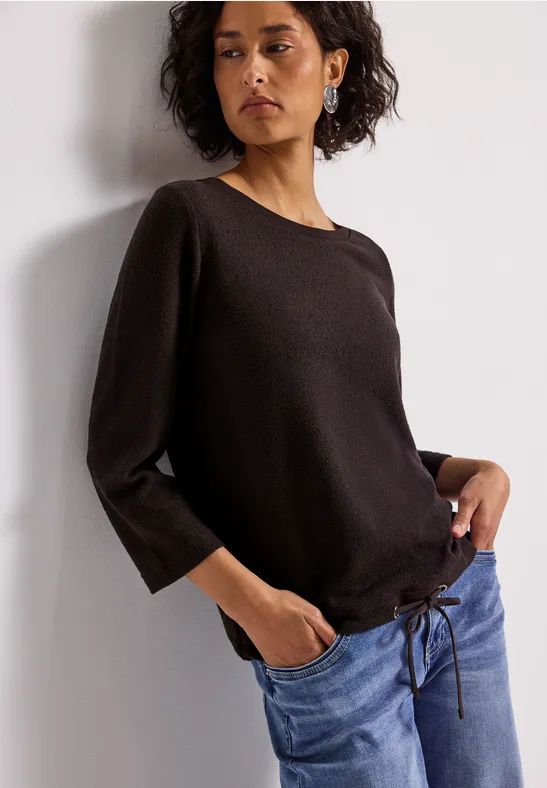Shirt met gebreide look deep roast brown