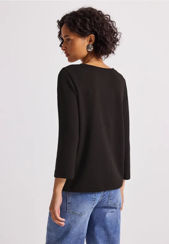 Shirt met gebreide look deep roast brown