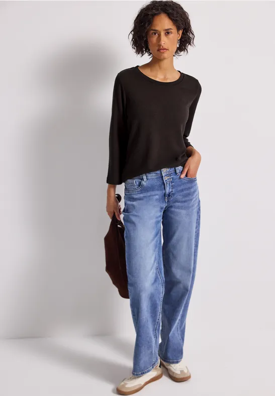 Shirt met gebreide look deep roast brown
