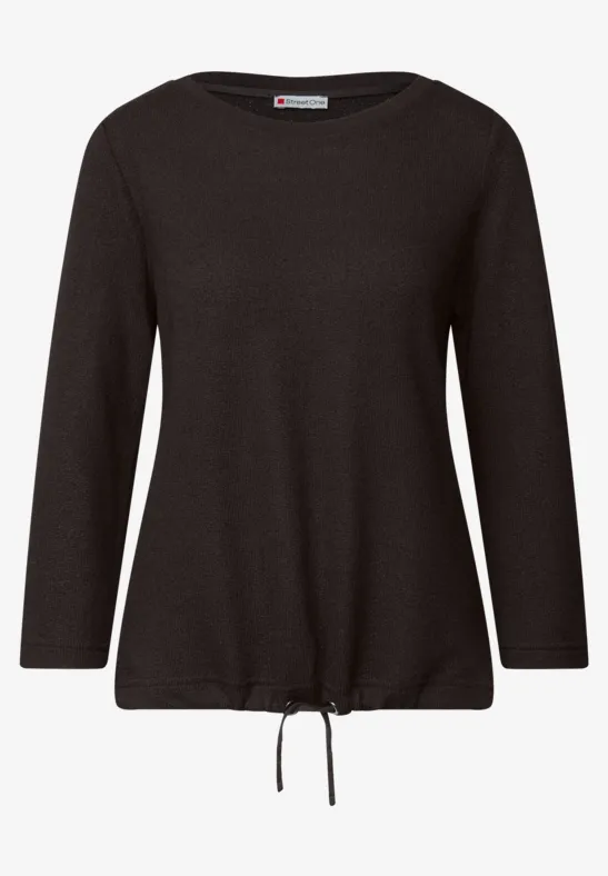 Shirt met gebreide look deep roast brown