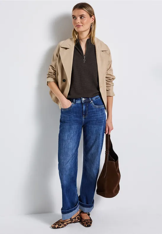 Turtleneck Shirt mit Zipper deep roast brown