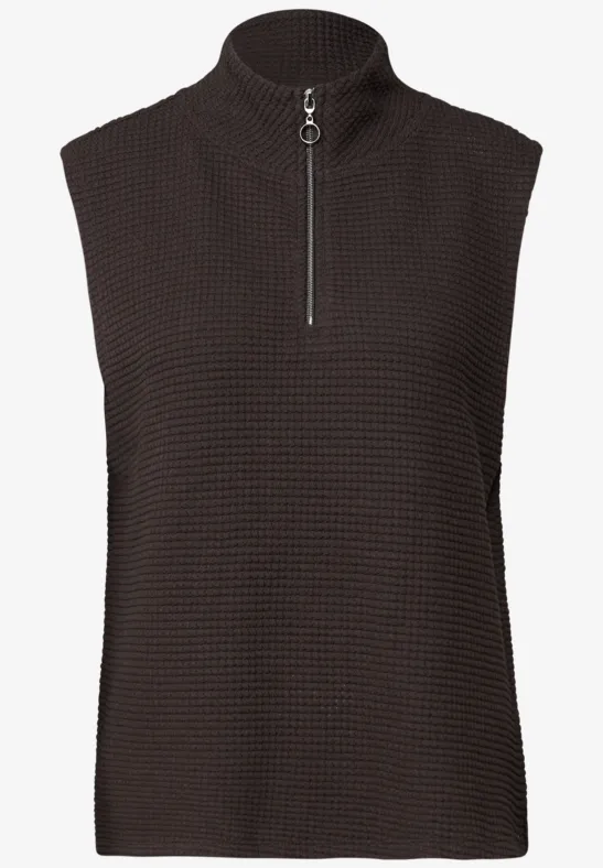 Turtleneck Shirt mit Zipper deep roast brown