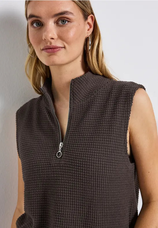 Turtleneck Shirt mit Zipper deep roast brown