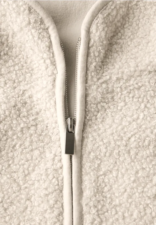 Teddy vest met capuchon tusk cream