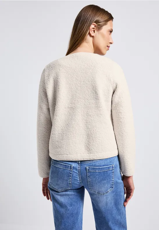 Teddy-Jacke mit Knopfleiste tusk cream