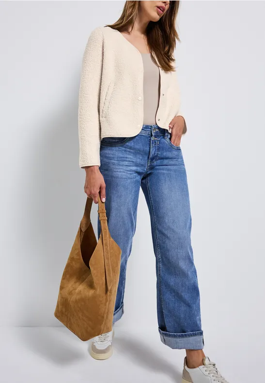 Teddy-Jacke mit Knopfleiste tusk cream