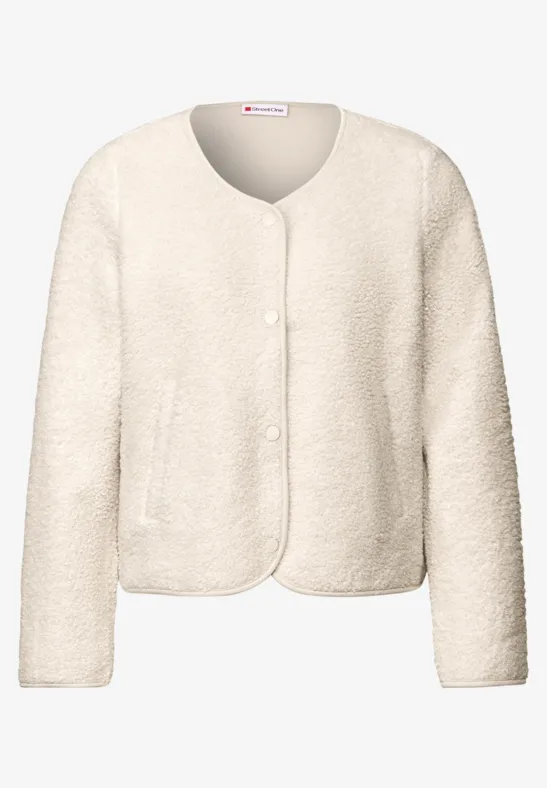 Teddy-Jacke mit Knopfleiste tusk cream