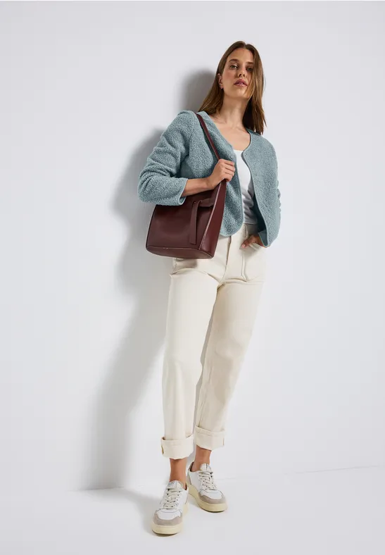 Teddy-Jacke mit Knopfleiste arona blue