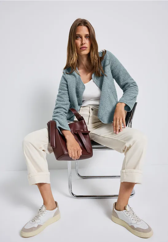 Teddy-Jacke mit Knopfleiste arona blue