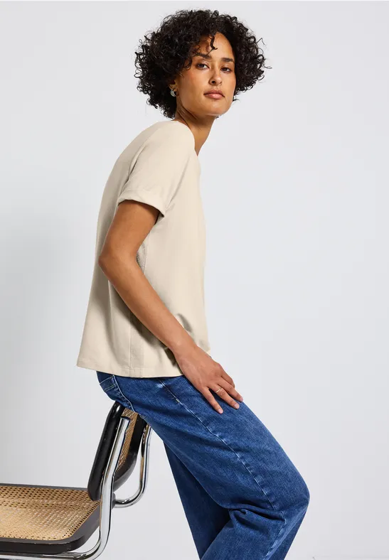 Shirt mit Glitzerstreifen tusk cream