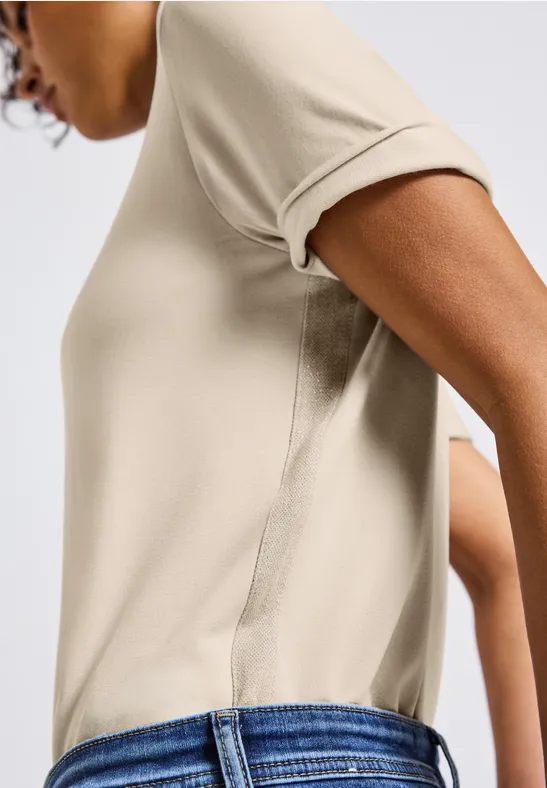 Shirt mit Glitzerstreifen tusk cream
