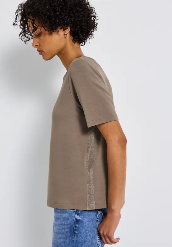 Shirt mit Glitzerstreifen bark brown